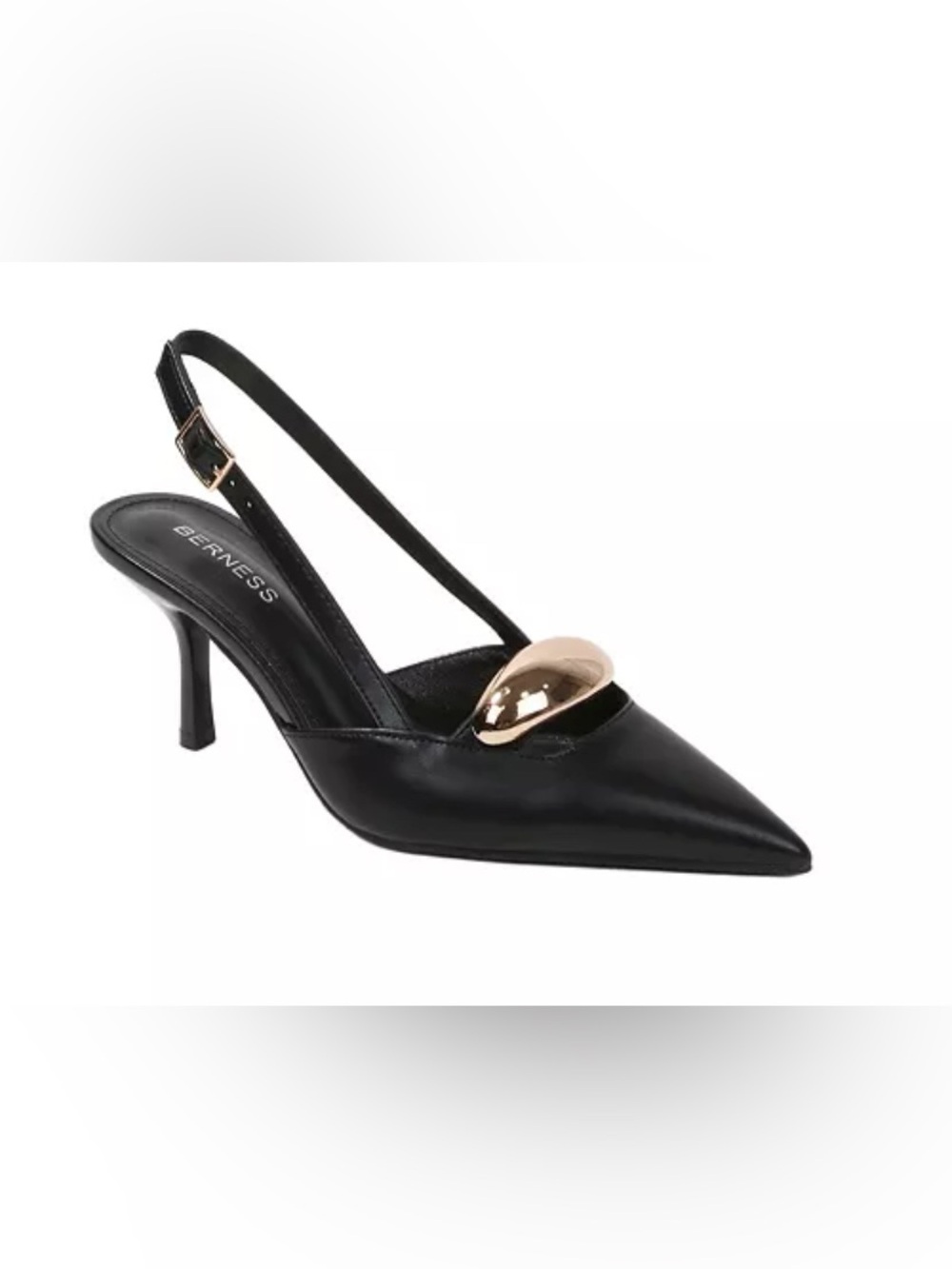 Women's BERNESS Eltha Slingback Heels with Metallic Dome Accent Black Size 6